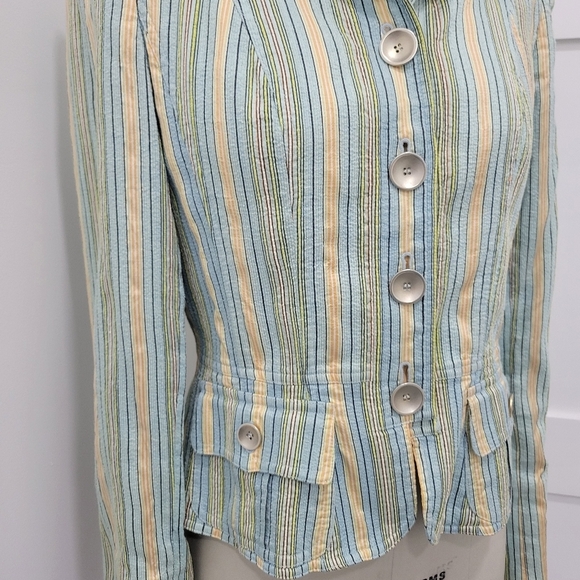 VINTAGE Carlisle Striped Silk Lined Jacket Blazer Career Size 6 - Picture 4 of 15